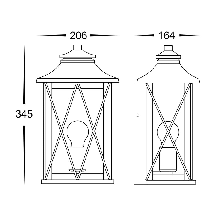 HV3532W-S-BLK - Odin Galvanised Iron Black Wall Light WALL LIGHT