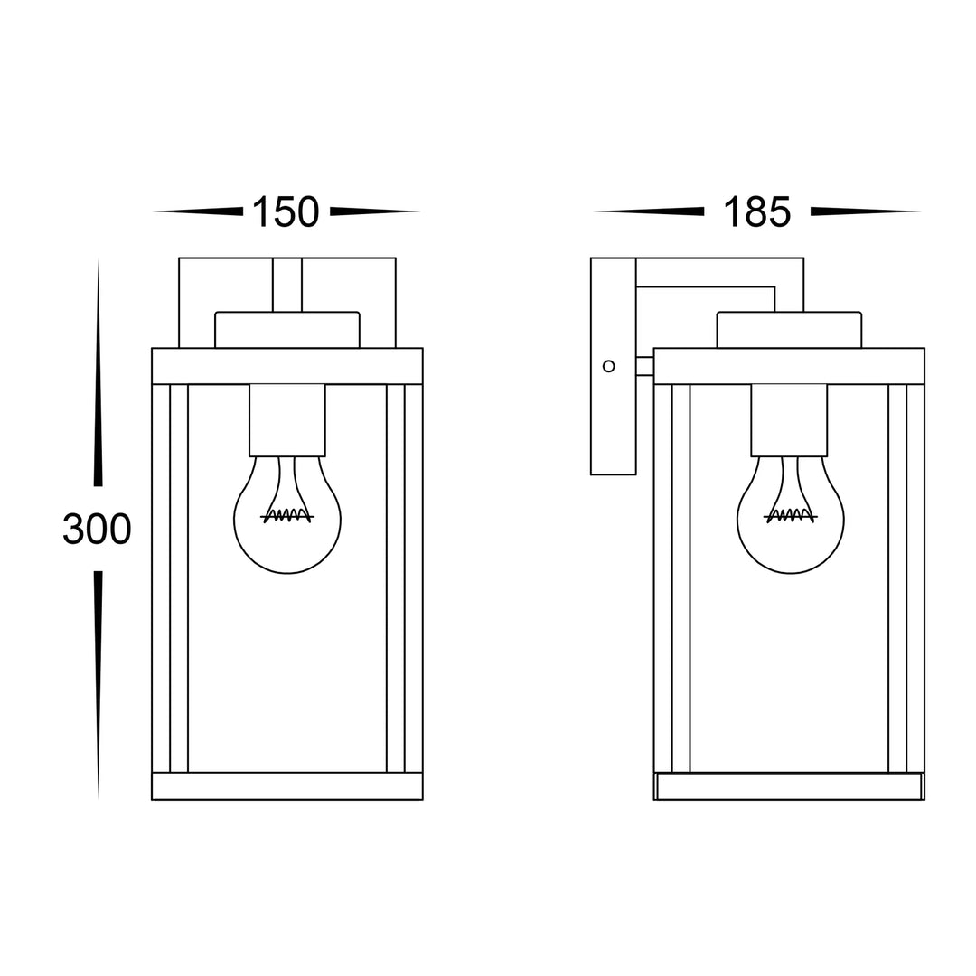 HV3533W-S-BLK - Micah Galvanised Iron Black Wall Light WALL LIGHT