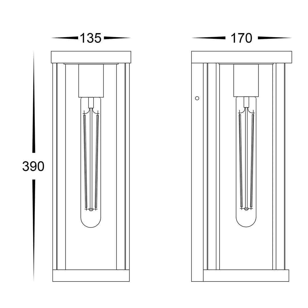 HV3534W-S-BLK - Nalia Galvanised Iron Black Wall Light WALL LIGHT