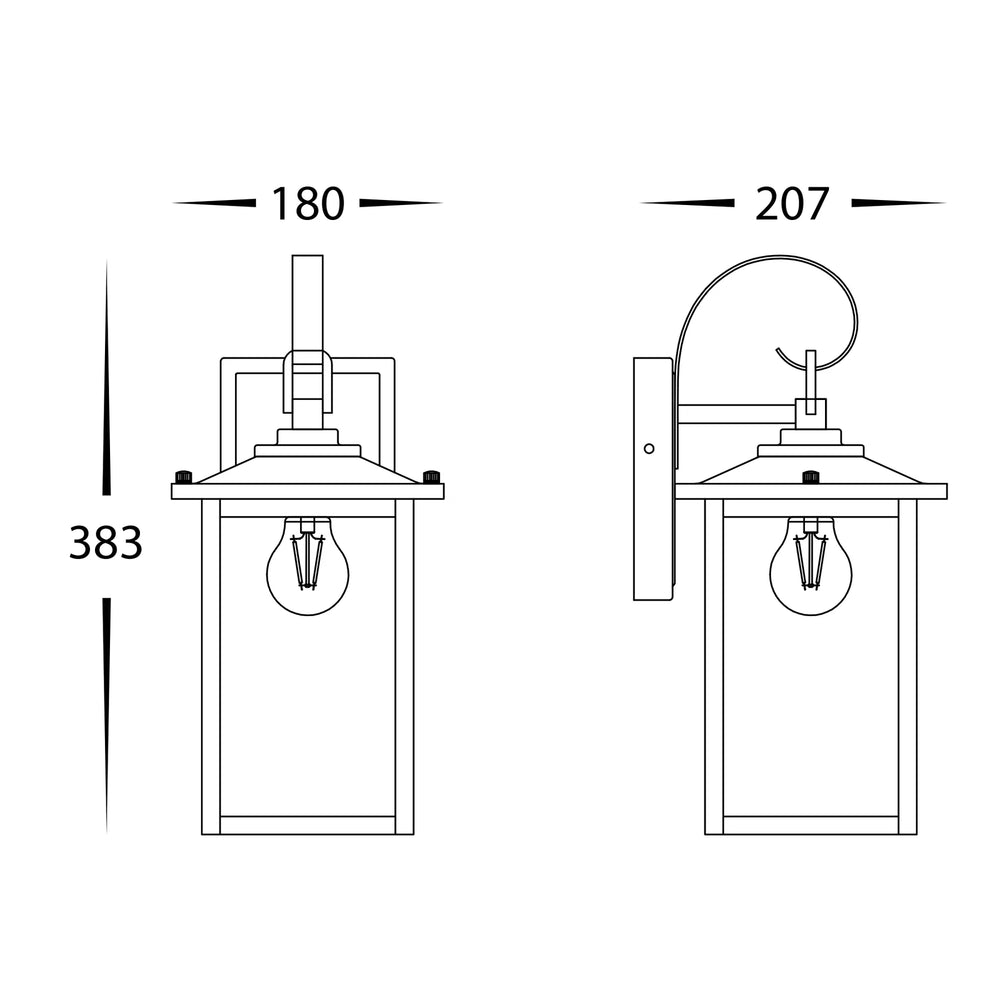 HV3535W-S-BLK - Madix Galvanised Iron Black Wall Light WALL LIGHT