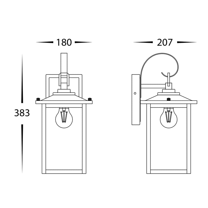 HV3535W-S-BLK - Madix Galvanised Iron Black Wall Light WALL LIGHT