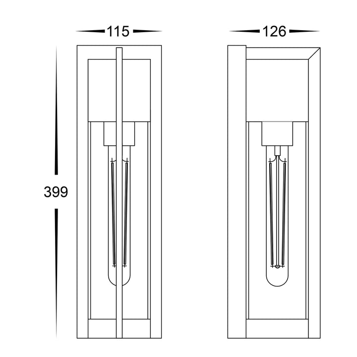 HV3536W-S-BLK - Jace Galvanised Iron Black Wall Light WALL LIGHT