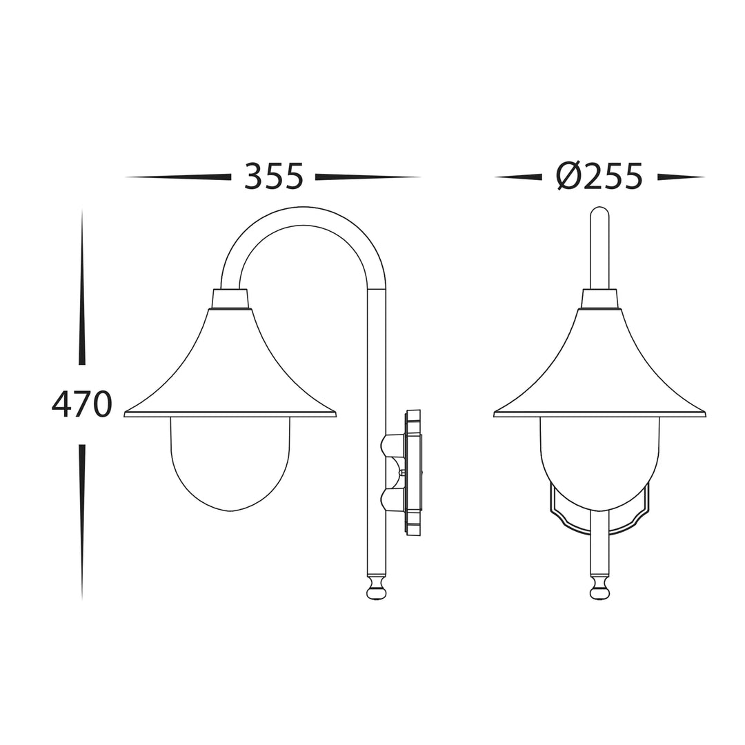 HV3554W-BLK - Hove Aluminium Black Coach Wall Light