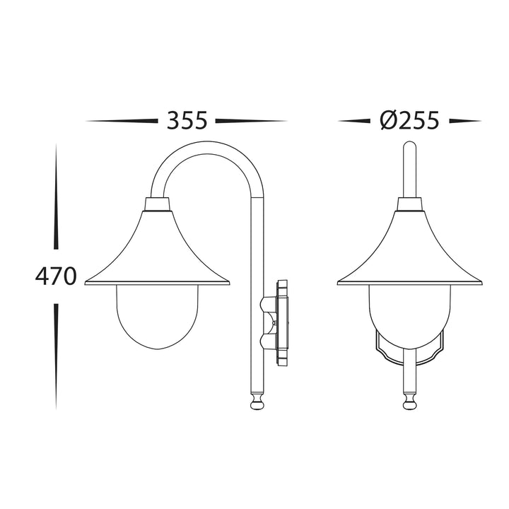 HV3554W-BLK - Hove Aluminium Black Coach Wall Light