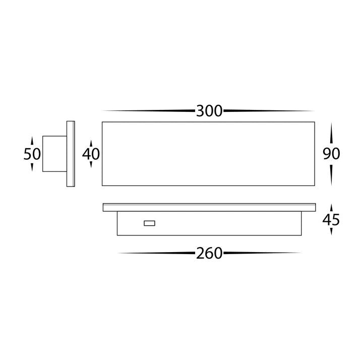 HV3571T- Barline Shadow Aluminium 300mm Wall Light