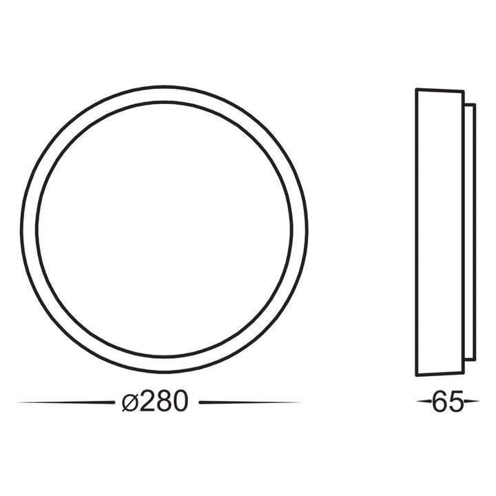 HV36052T- Liptor 280mm 20w Ceiling Mounted LED Oyster