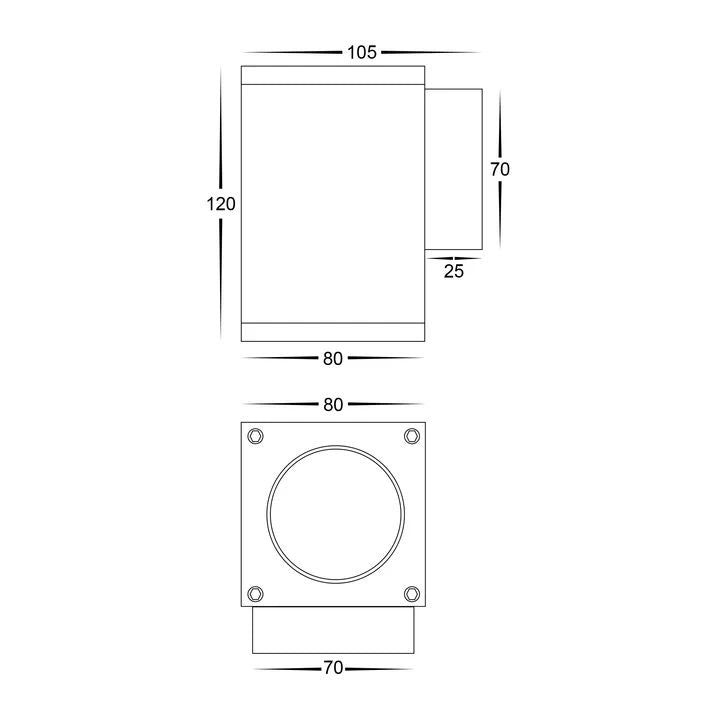 HV3623T- Quadru Square TRI Colour Fixed Down LED Wall Light