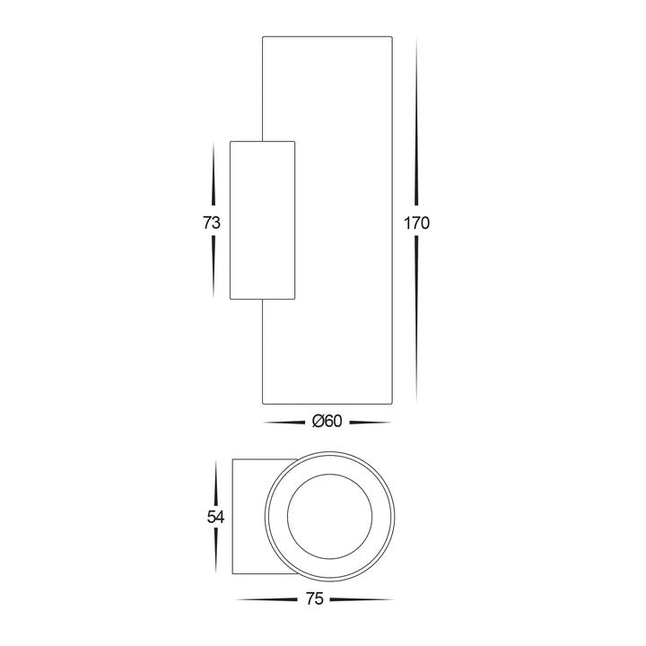 HV3626T- Aries TRI COLOUR LED Up & Down Wall Light