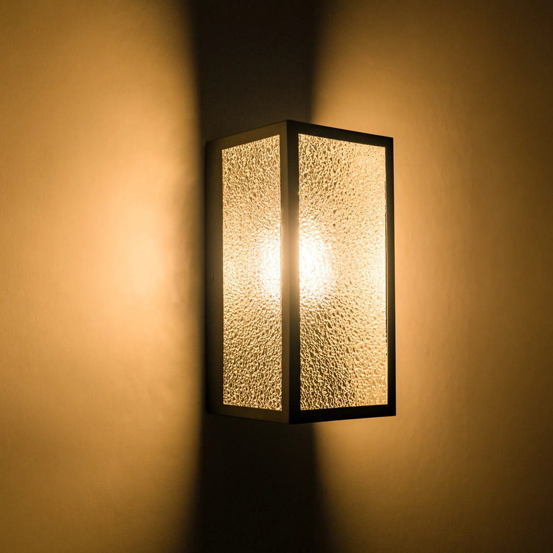 HV3659W-BLKCR - Bayside Aluminium Black Crackled Glass Wall Light WALL LIGHT
