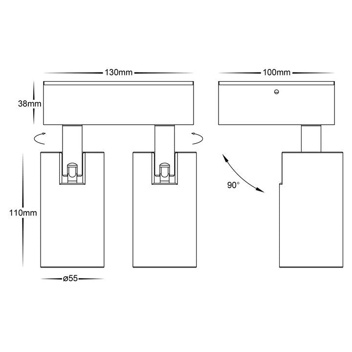 HV3683T- Revo Double Adjustable Wall Light