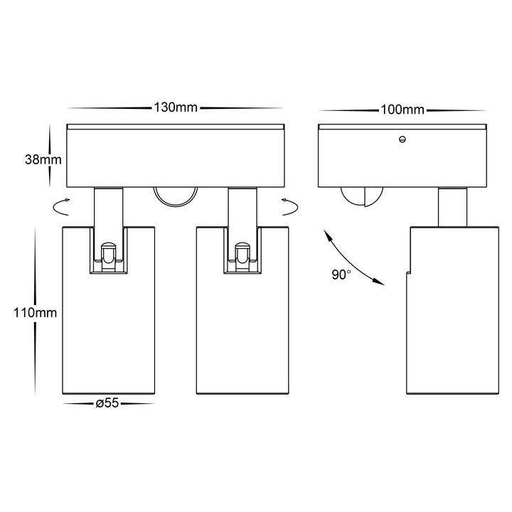 HV3684T- Revo Double Adjustable Wall Light With Sensor