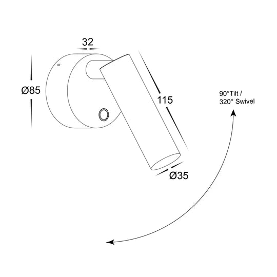 HV3689T- Lesen Single Adjustable Wall Light