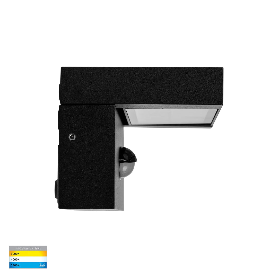 HV3731T-BLK-PIR - Locu Aluminium Black Adjustable 12w LED Floodlight with Sensor Flood and Sensor light