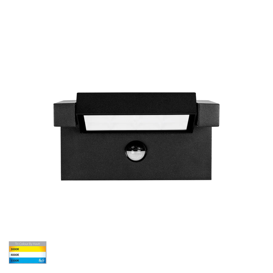HV3731T-BLK-PIR - Locu Aluminium Black Adjustable 12w LED Floodlight with Sensor Flood and Sensor light