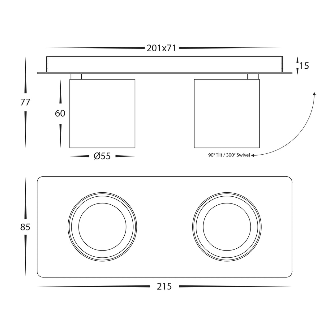 HV4003T - Sbarra 2 Light Adjustable Bar Light Spot light