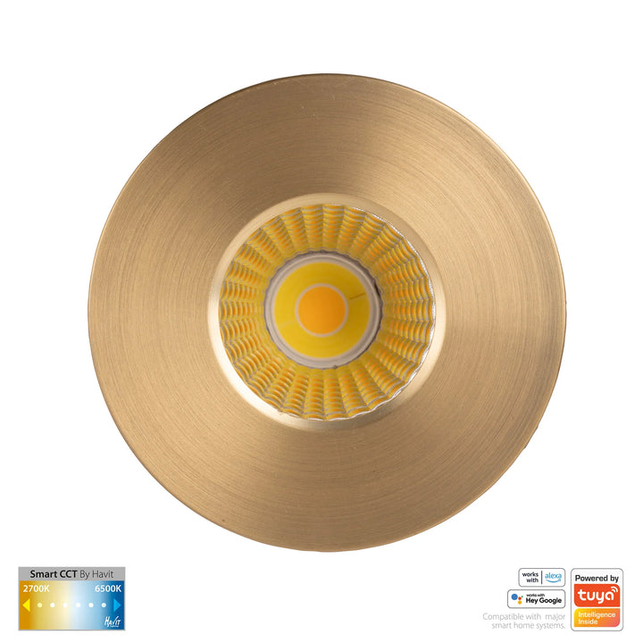 HV5511CCT - Prime Fixed CCT WIFI LED Downlight Brass Downlight
