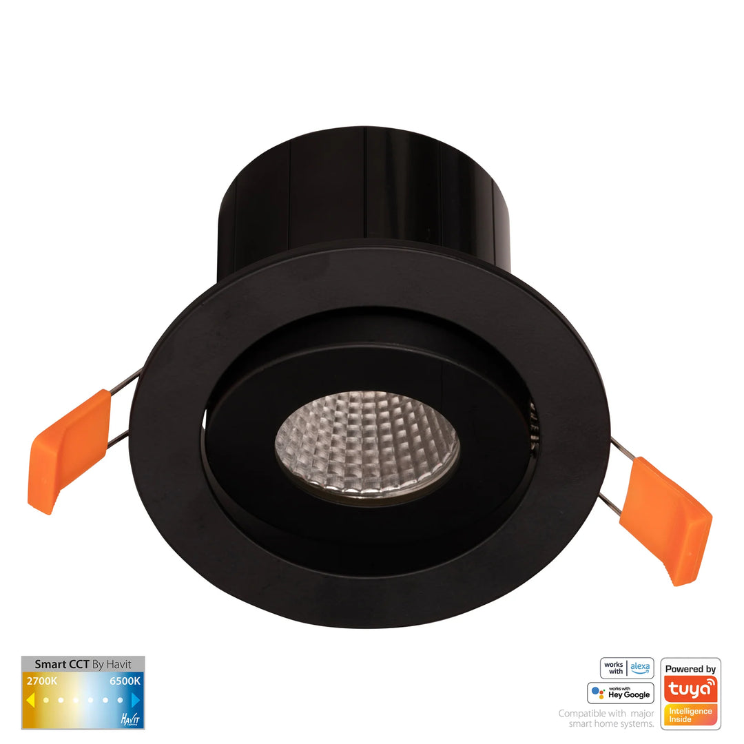 HV5512CCT- Prime Tilt CCT WIFI LED Downlight Black Downlight