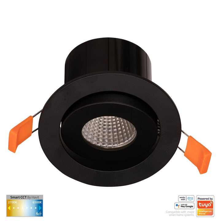 HV5512CCT- Prime Tilt CCT WIFI LED Downlight Black Downlight