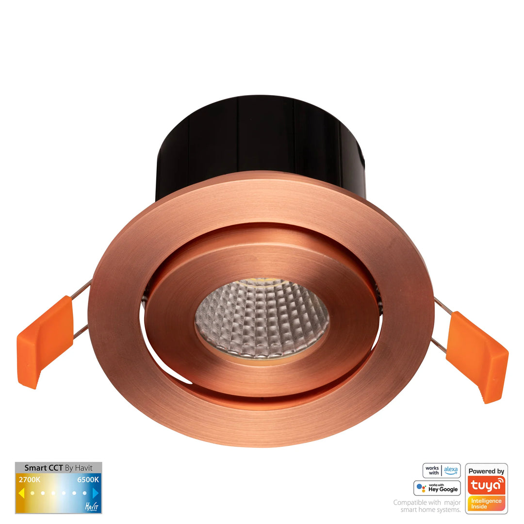 HV5512CCT- Prime Tilt CCT WIFI LED Downlight Copper Downlight