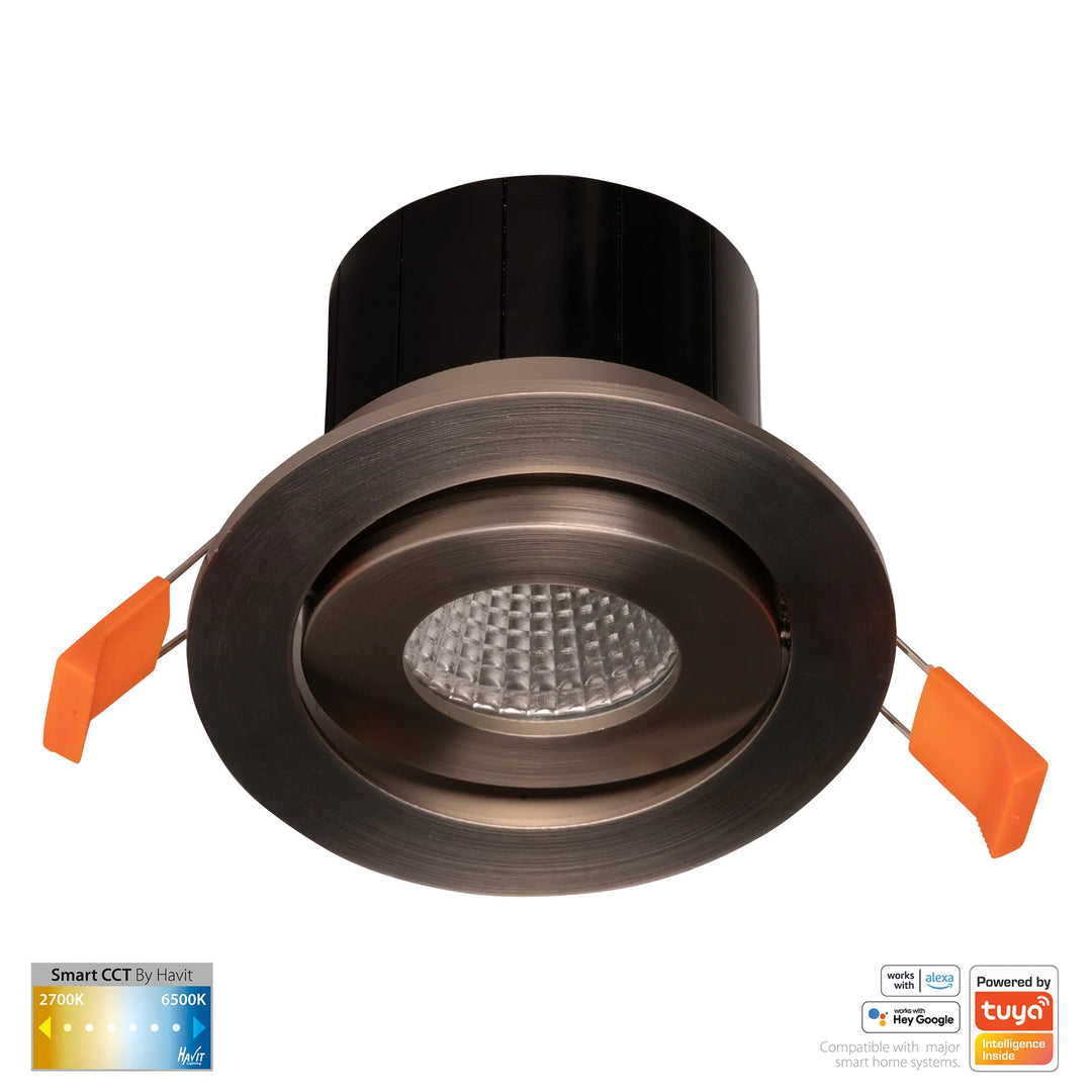 HV5512CCT- Prime Tilt CCT WIFI LED Downlight Nickel Downlight