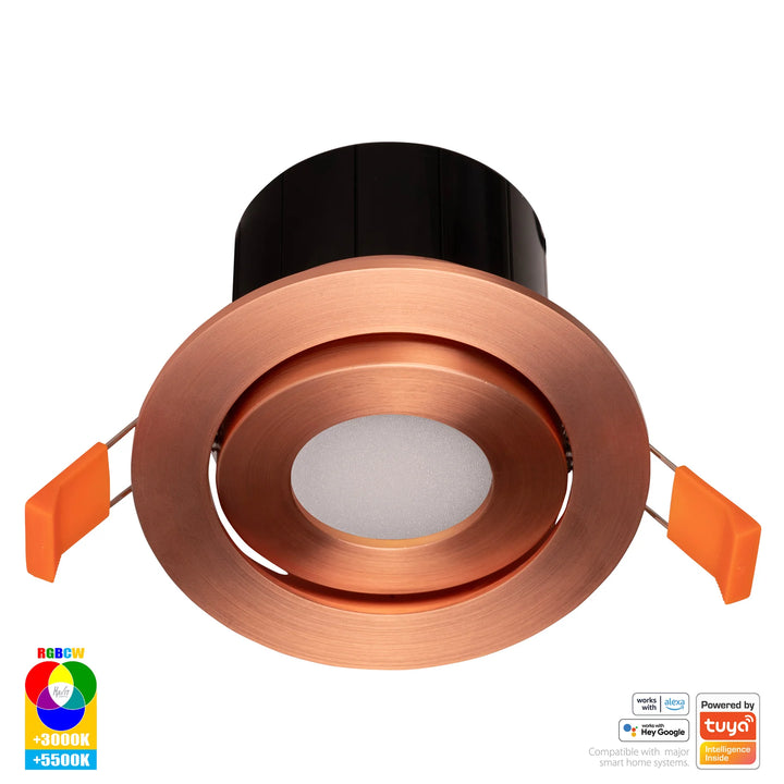 HV5512RGBCW- Prime Tilt RGBCW WIFI LED Downlight Copper Downlight