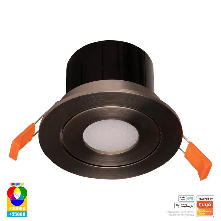 HV5512RGBCW- Prime Tilt RGBCW WIFI LED Downlight Nickel Downlight
