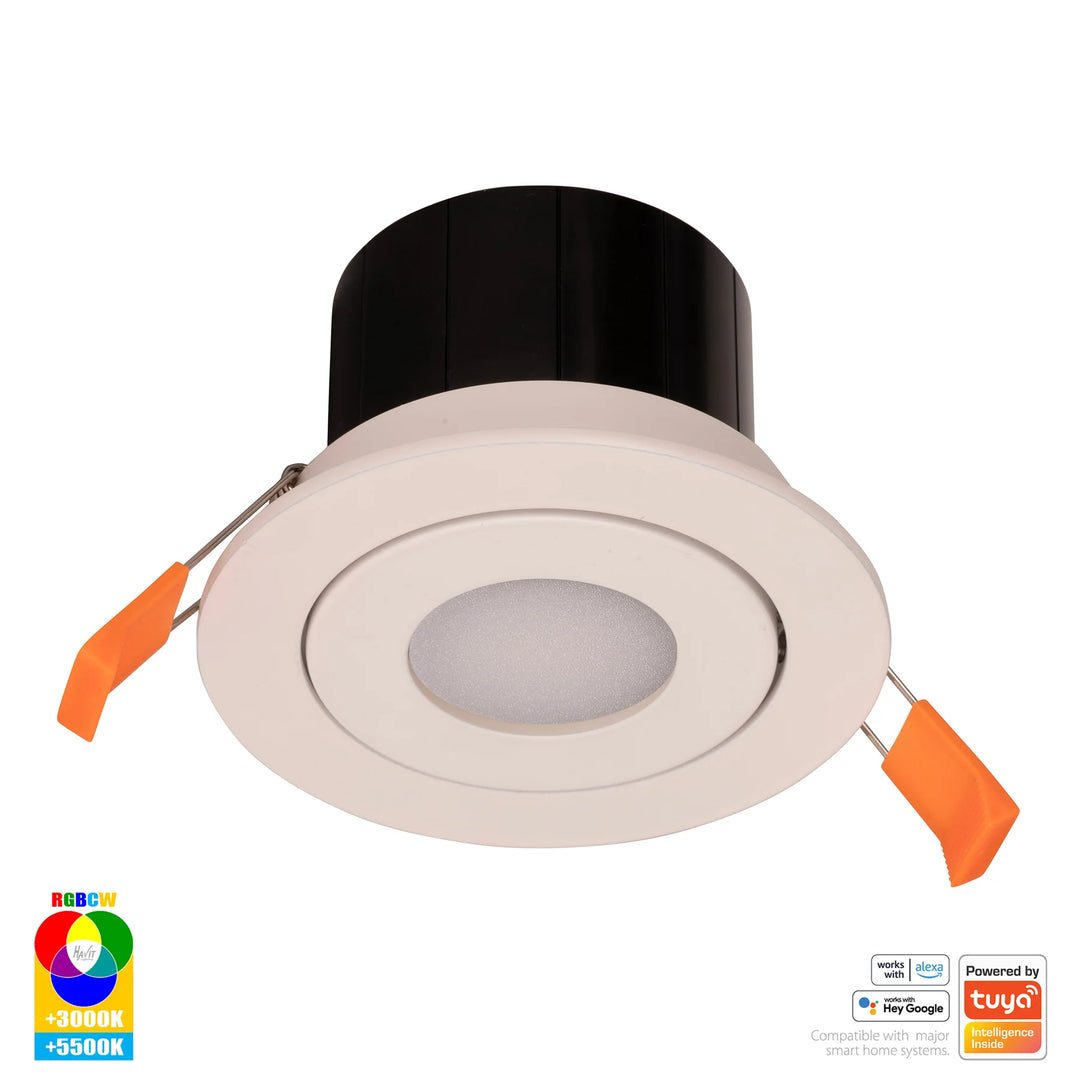 HV5512RGBCW- Prime Tilt RGBCW WIFI LED Downlight White Downlight