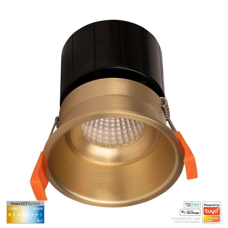 HV5513CCT - Prime Fixed Deep CCT WIFI LED Downlight Brass Downlight