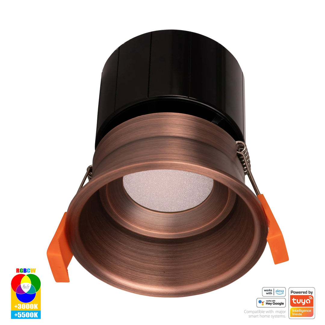 HV5513RGBCW - Prime Fixed Deep RGBCW WIFI LED Downlight Brass Downlight