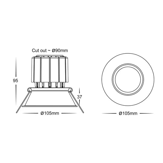 HV5514T- Prime Black/White Fixed Deep LED Downlight