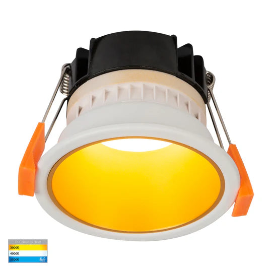 HV5529T - Gleam White/Black with Insert Tri Colour Fixed Deep LED Downlight