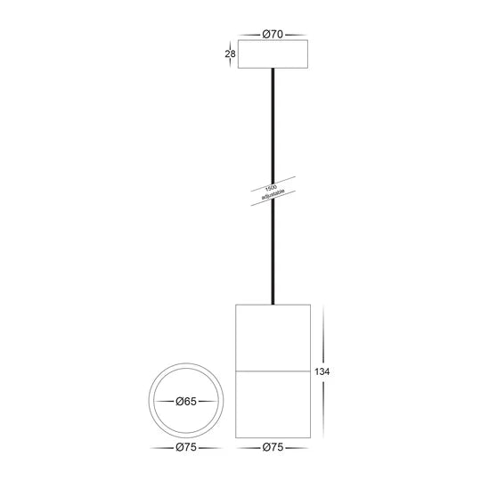 HV5802T-P - Nella Black/White7w LED Pendant