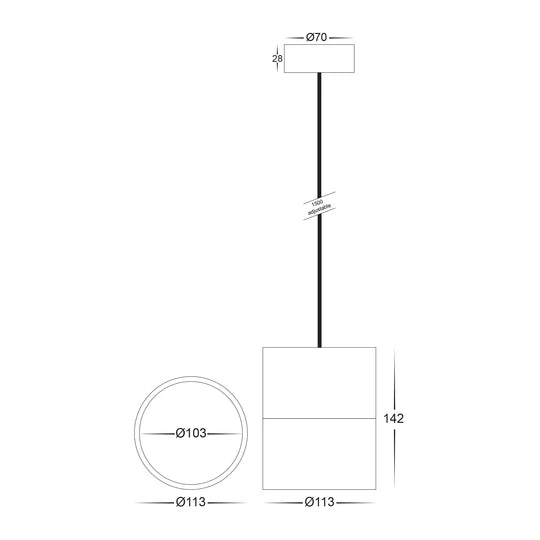 HV5803T-P - Nella Black/White 12w LED Pendant