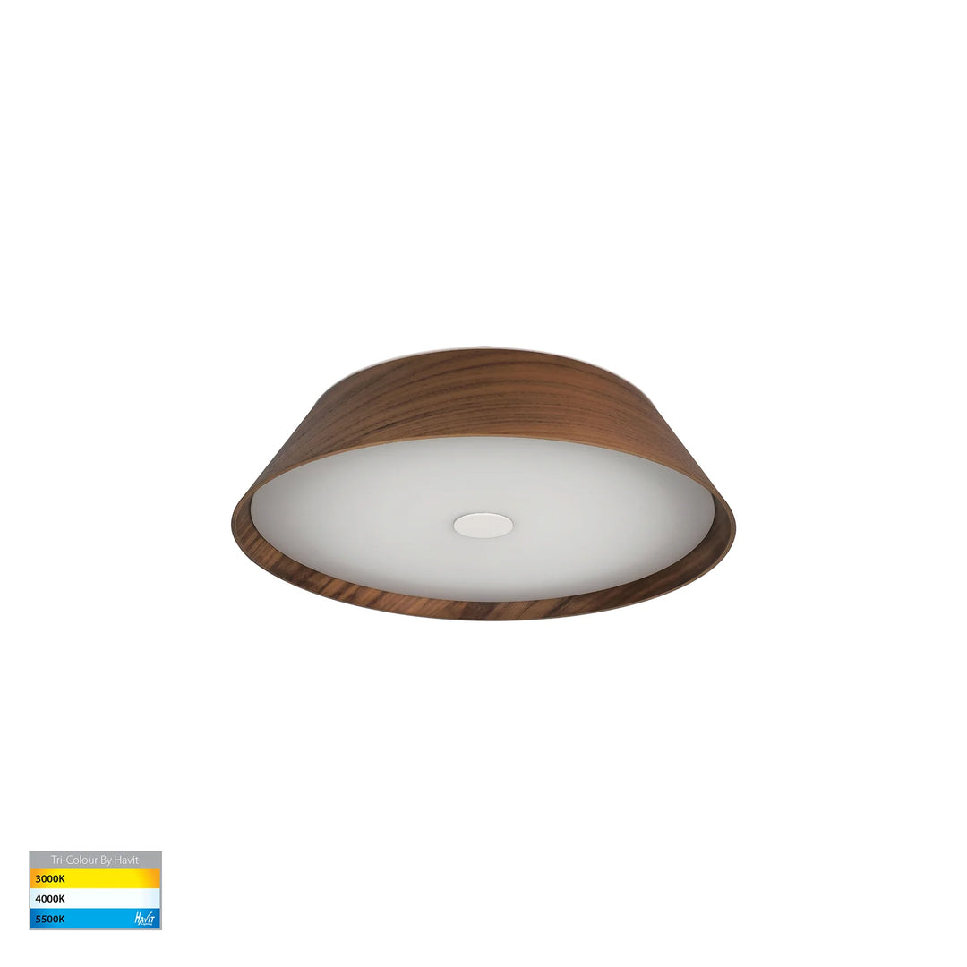 Noyer Walnut Timber Ceiling Mounted LED Oyster