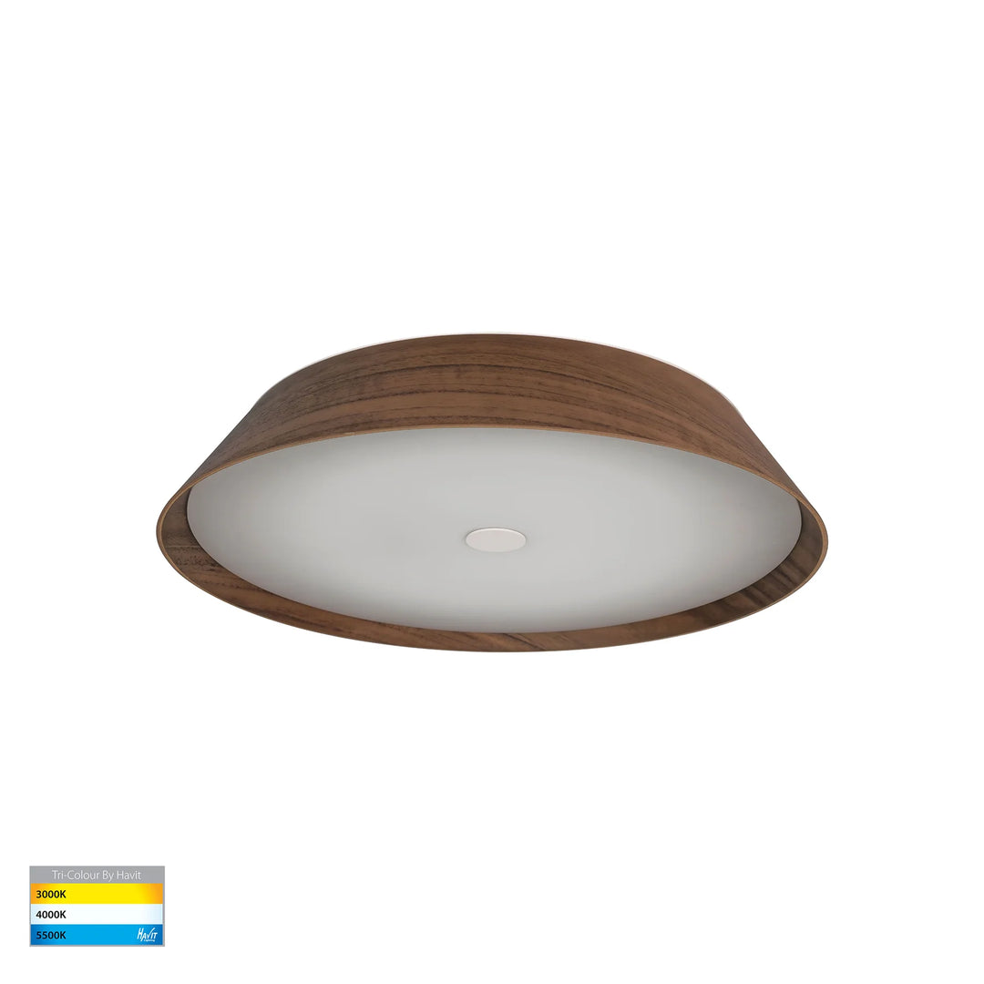 Noyer Walnut Timber Ceiling Mounted LED Oyster