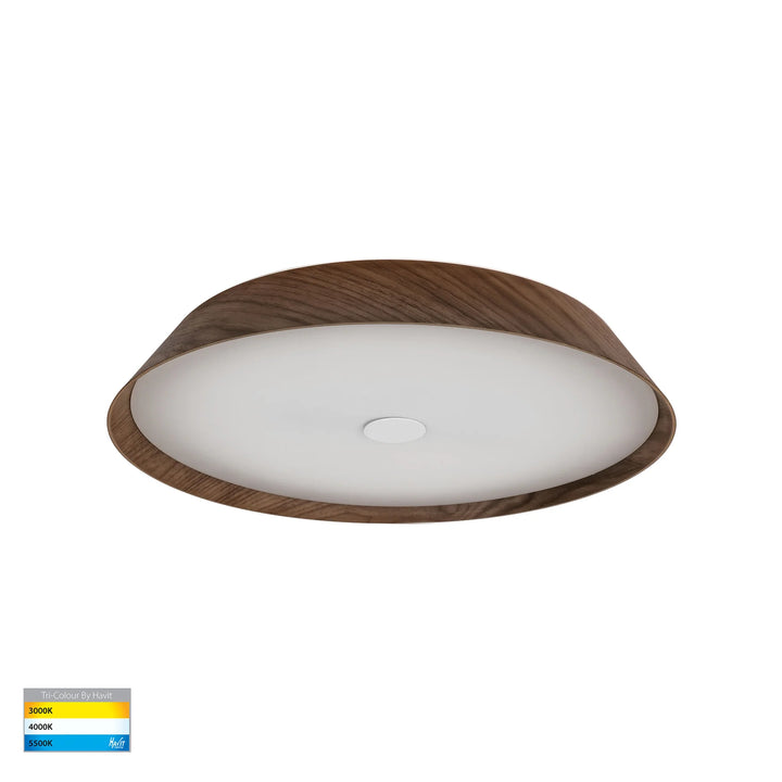 Noyer Walnut Timber Ceiling Mounted LED Oyster