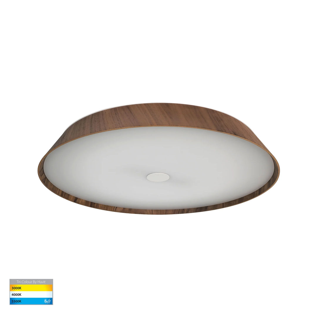 Noyer Walnut Timber Ceiling Mounted LED Oyster