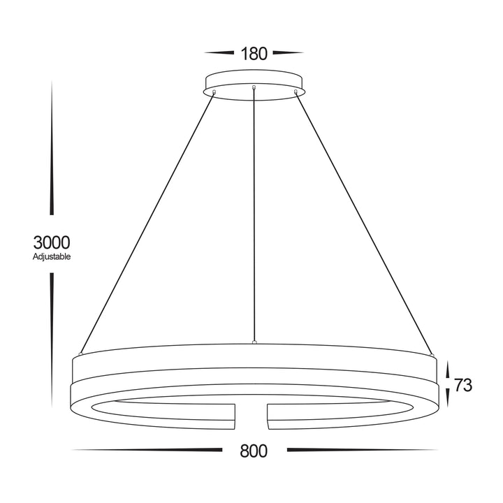 HV6094T - Orah Walnut Timber with Black Aluminium 800mm Round Pendant
