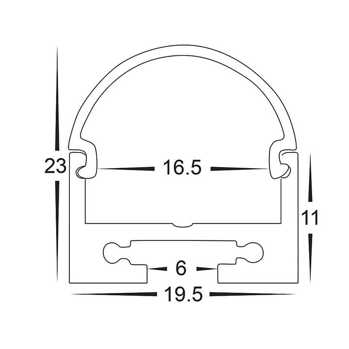 HV9690-2119 Silver Aluminium Profile with Rounded Diffuser