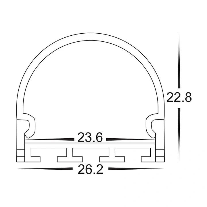 HV9690-2618 Shallow Square Aluminium Profile with Rounded Diffuser