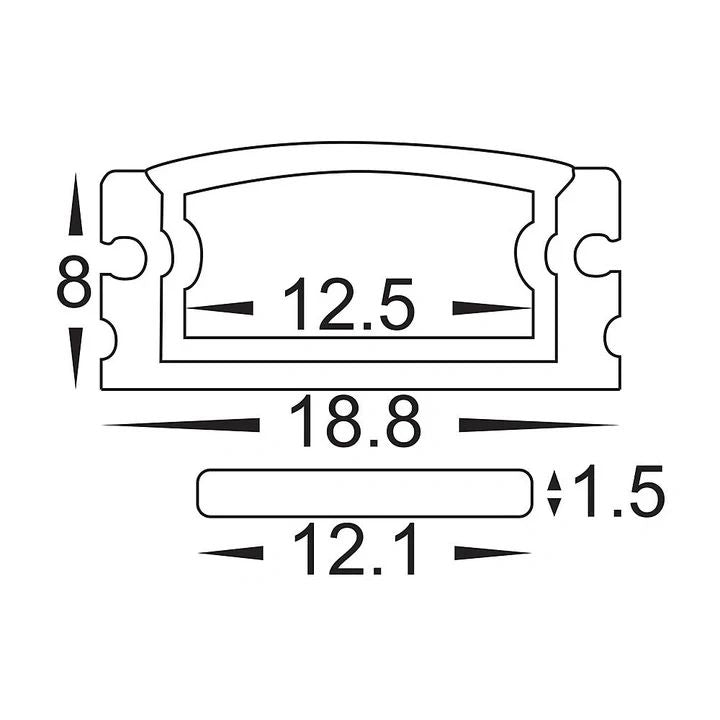 HV9693-1808 - Shallow Square Weatherproof Aluminium Profile