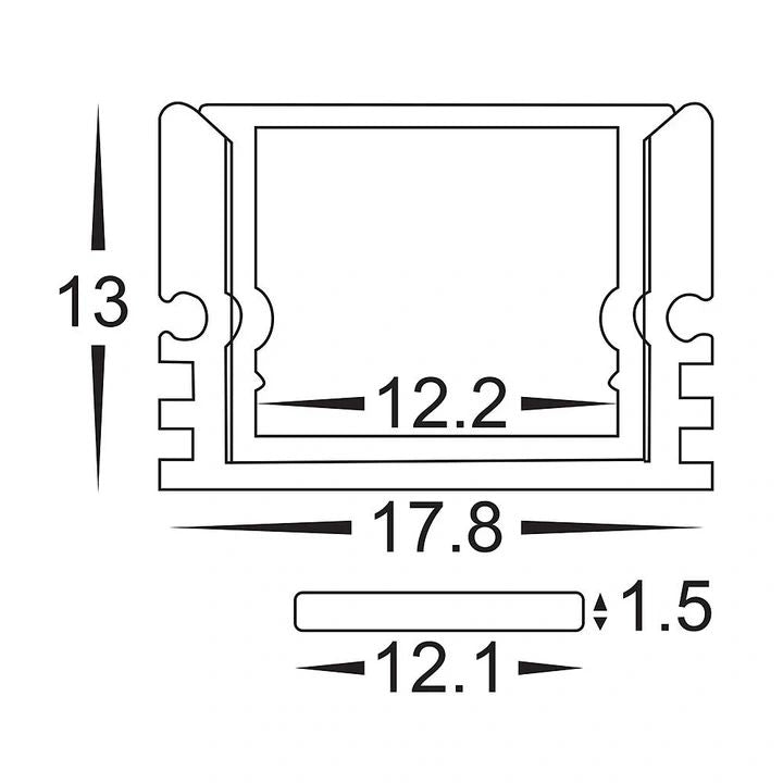 HV9693-1812 - Shallow Square Weatherproof Aluminium Profile