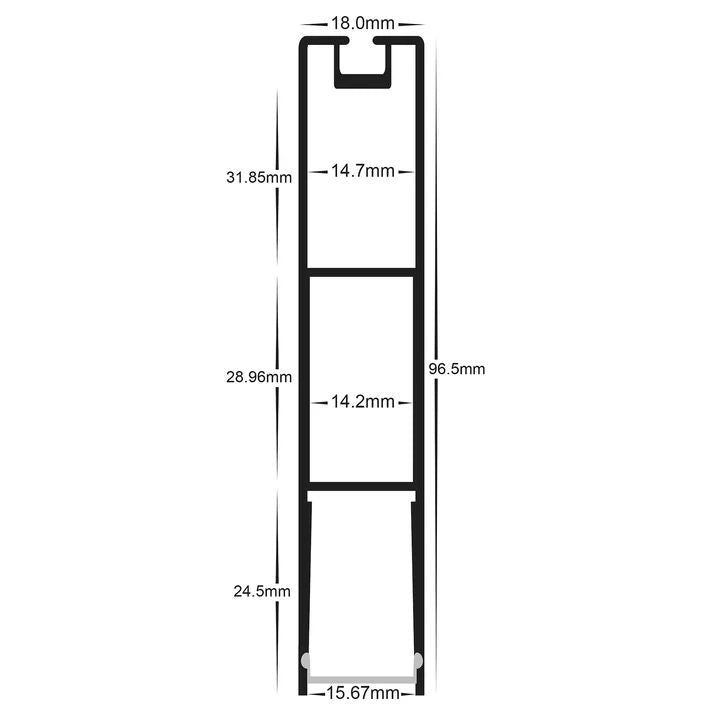 HV9693-1896-BLK - Suspended Black Aluminium Profile