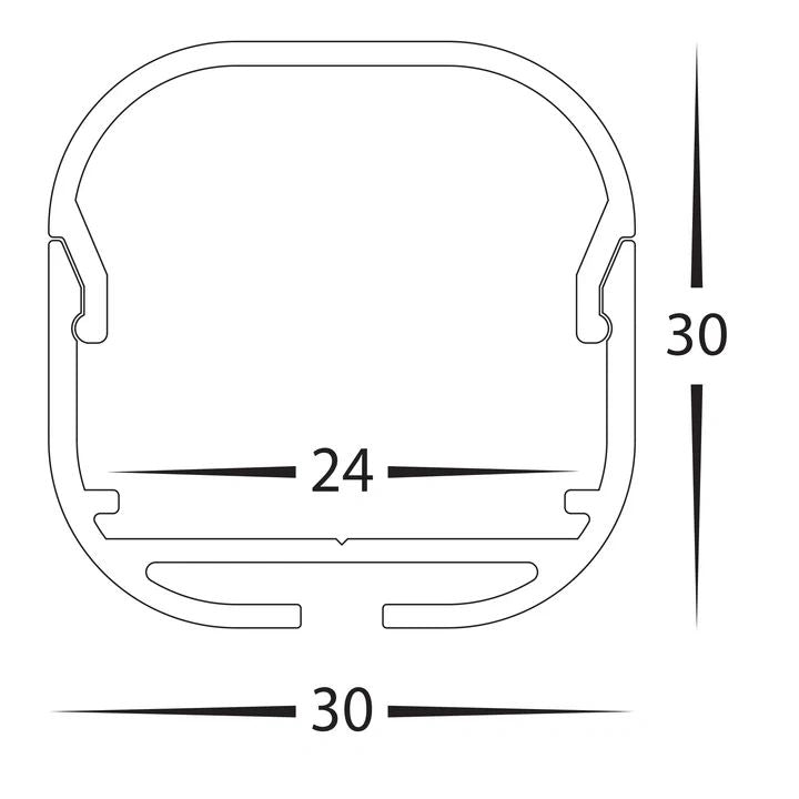 HV9693-3030 - Aluminium Profile with Rounded Diffuser