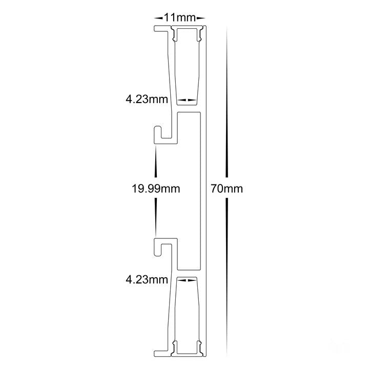 HV9694-1170- Side Mounted Up & Down Aluminium Profile