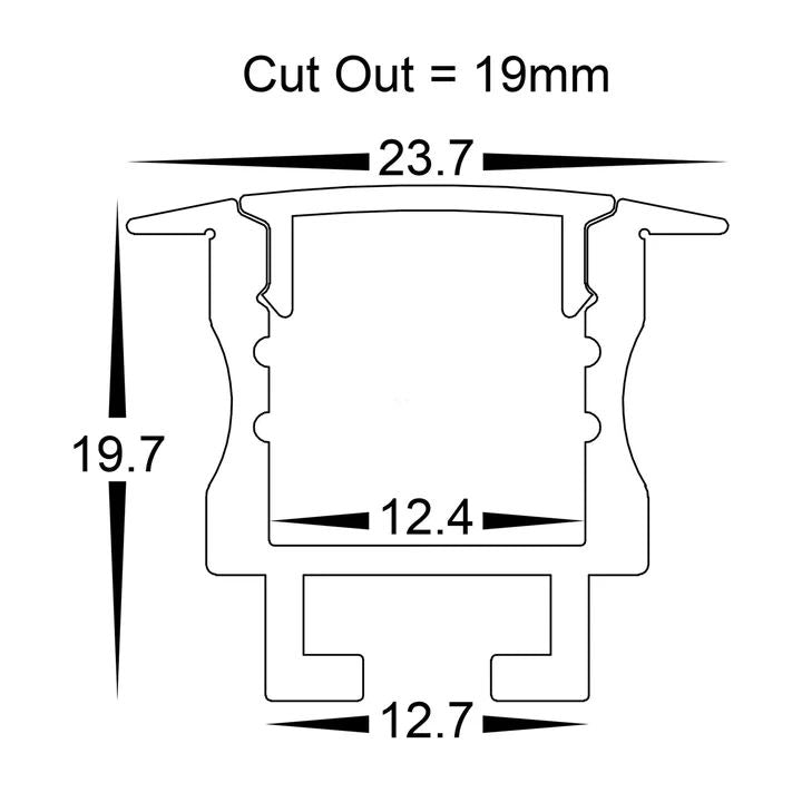 HV9695-2520 - Deep Recessed Square Winged Aluminium Profile