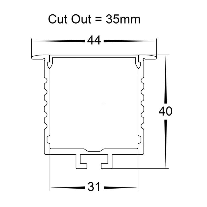 HV9695-4540 - Deep Square Recessed Winged Aluminium Profile