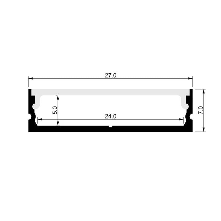 HV9699-2707-2M - Shallow Square Aluminium Profile 2m Length