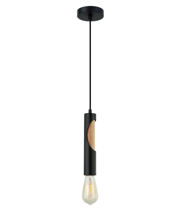 IDA: Interior Iron & Blonde Wood Tube Pendant Lights