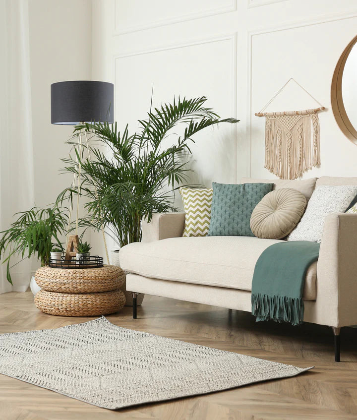 JAMBES: Drum Shade with Antique Brass Tripod Floor Lamps Floor Lamp